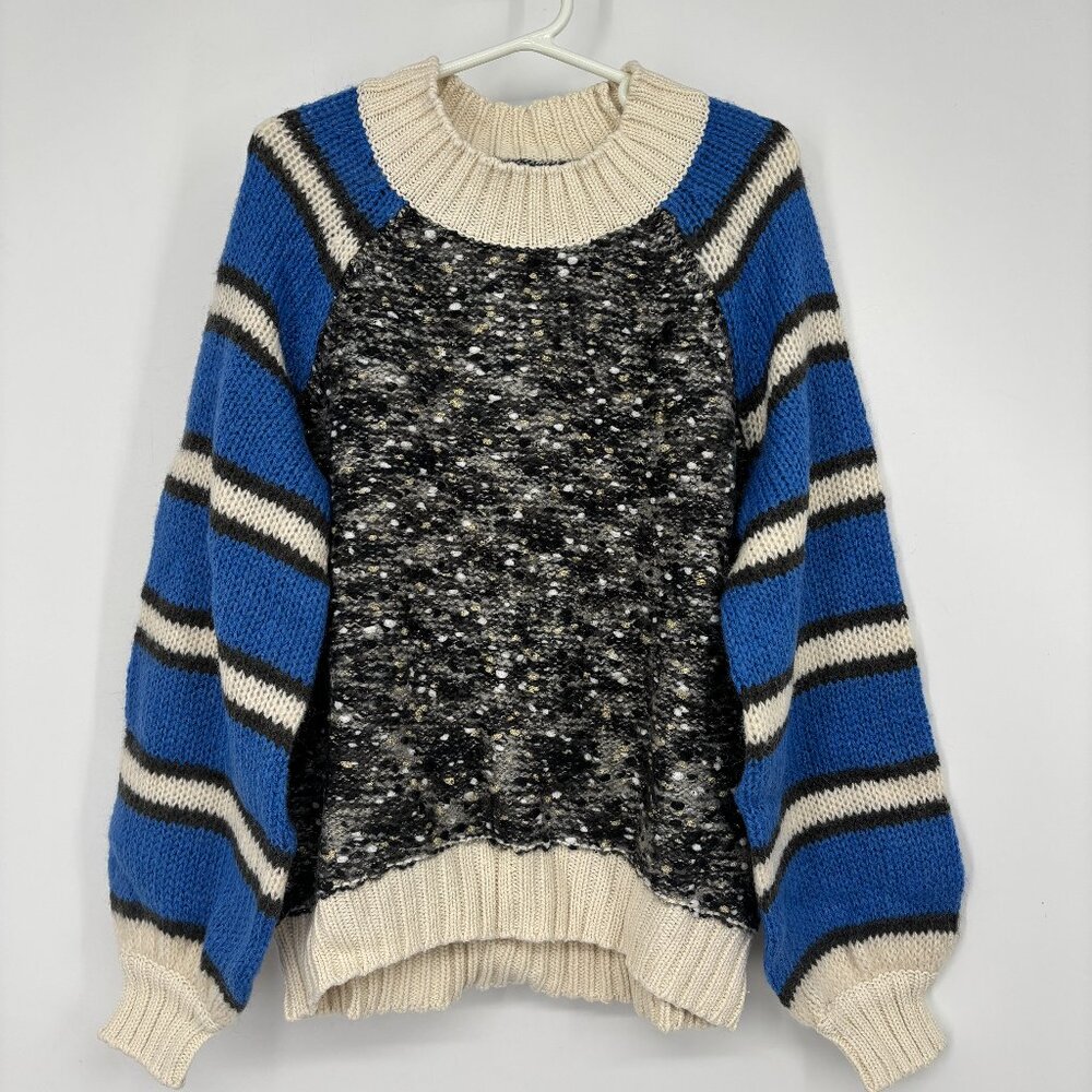 Treasure & Bond Girls' Blue Bliss Multi Stripe Knitted Sweater Size S (7/8) NWT - Picture 1 of 5